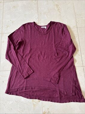 Wilt Burgundy Long Sleeve Asymmetrical Hem Tunic T-shirt